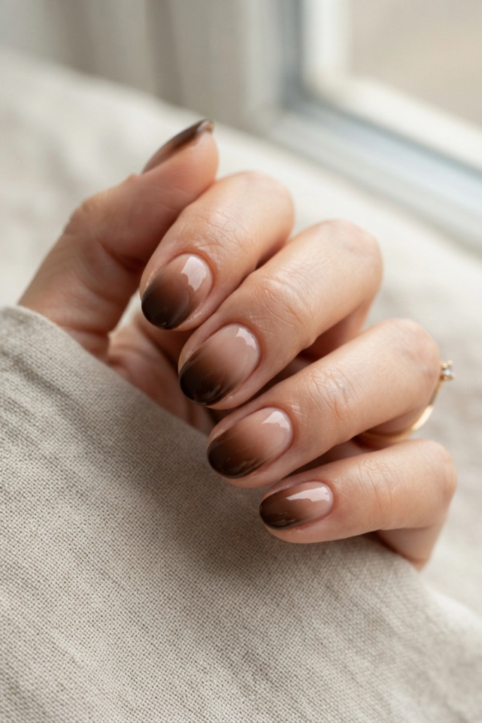 Brown Ombre Tips nails