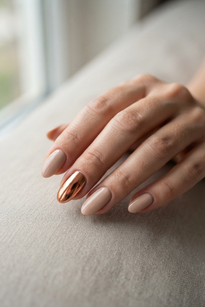 Copper chrome accent nails