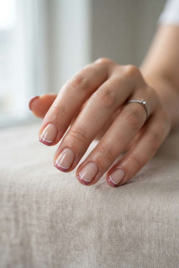 Dusty rose French tip nails