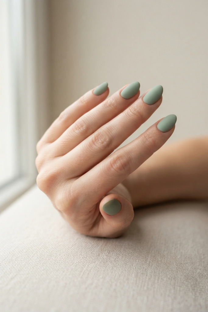 Matte sage nails