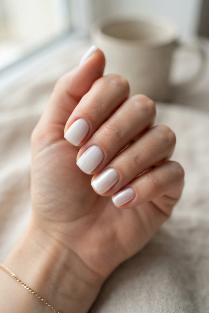 Milky White with a Pearl Accent
