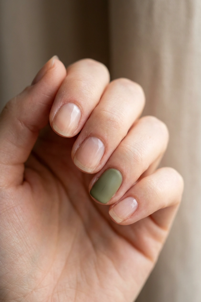 Olive accent nail nails