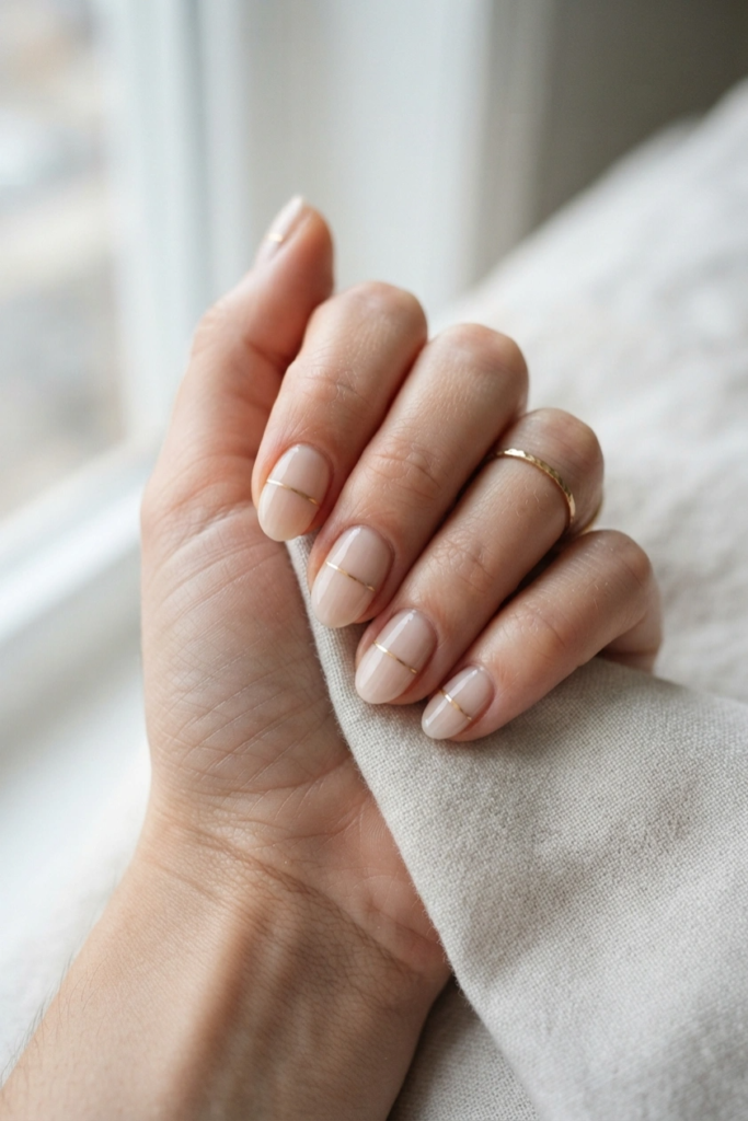 Single gold line nails