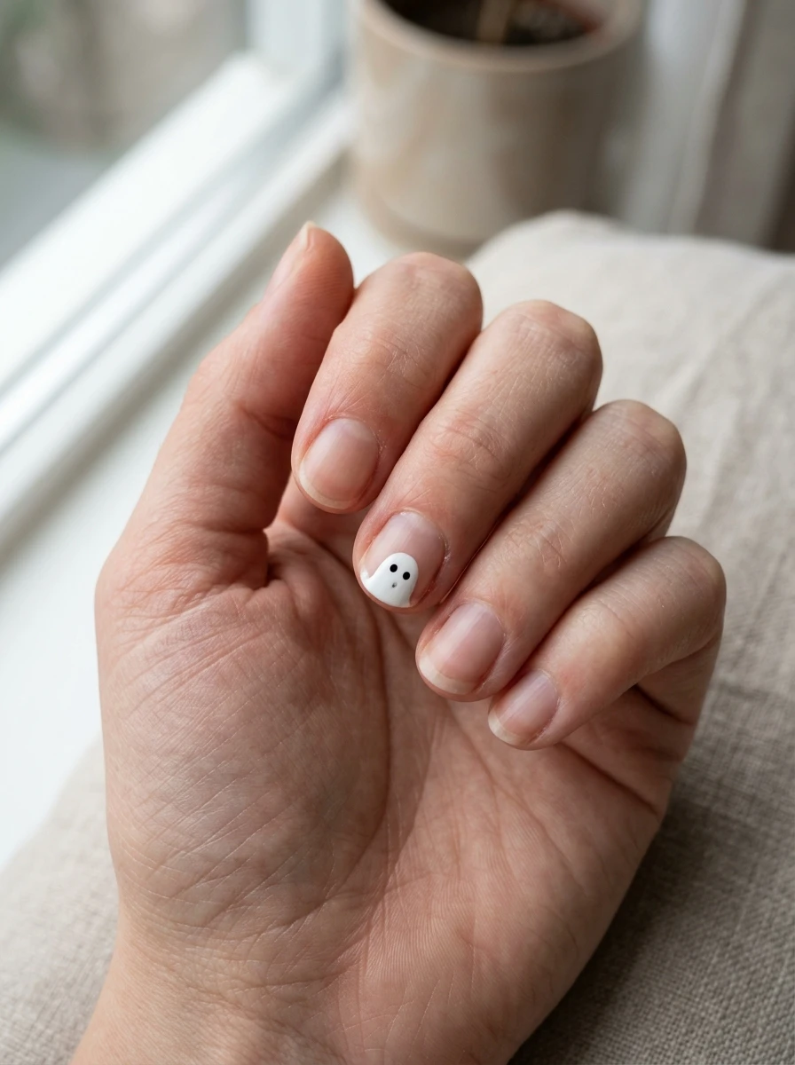 Cute Ghost Nails: Peeking Ghost