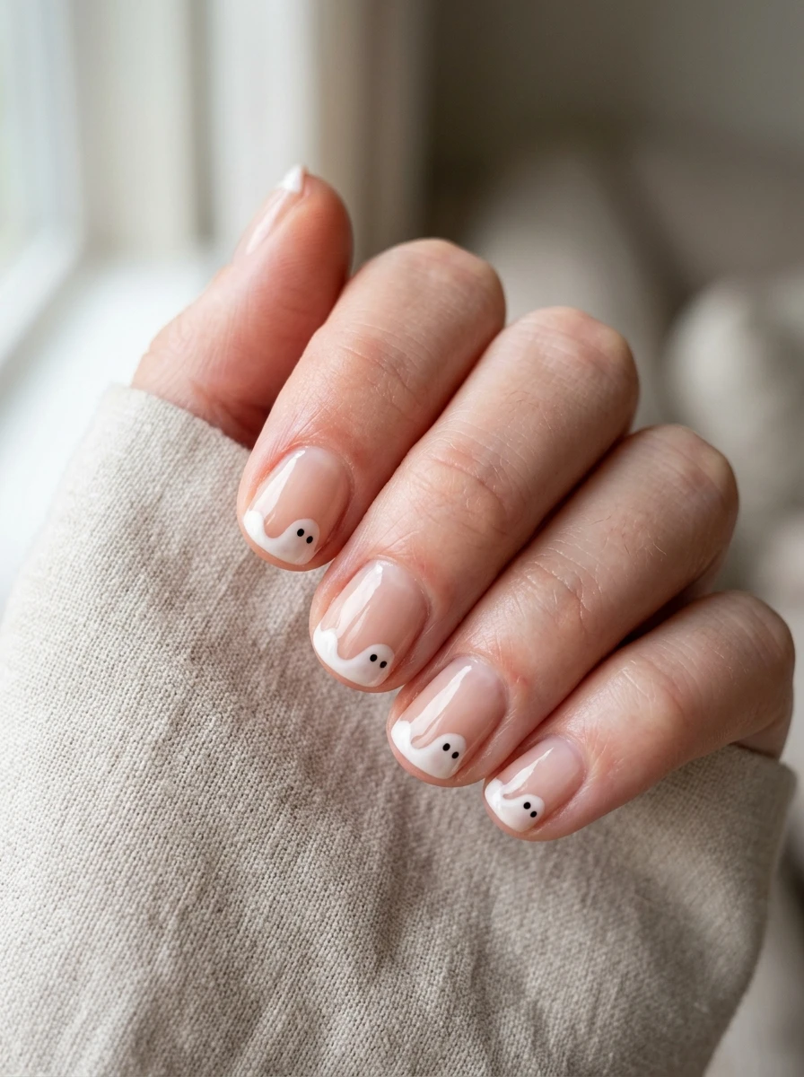 Cute Ghost Nails: Ghost French tip