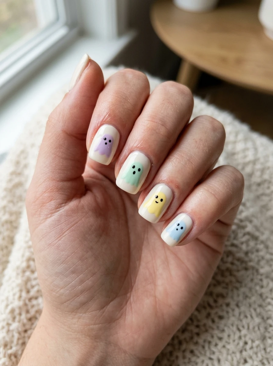 Cute Ghost Nails: Pastel ghost set