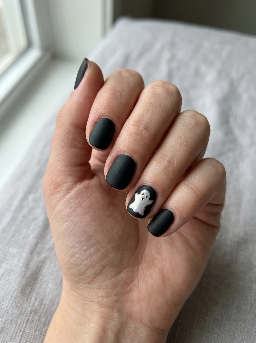 Cute Ghost Nails: Chrome ghost