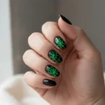 Acid Green Web on Black for short nails