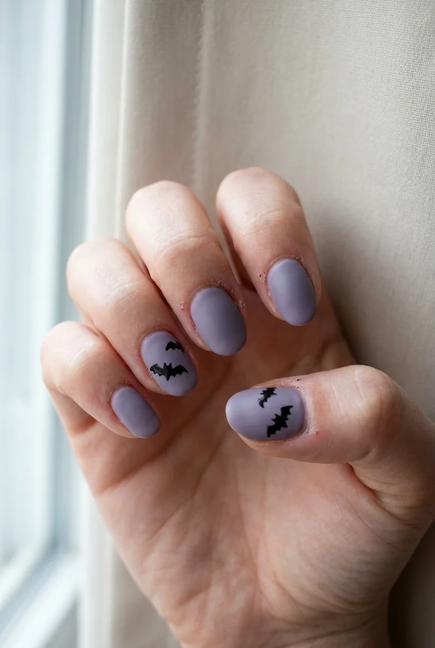 Bat silhouette for short nails