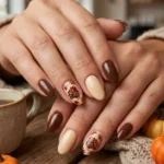 Cute turkey accent nails for short nails
