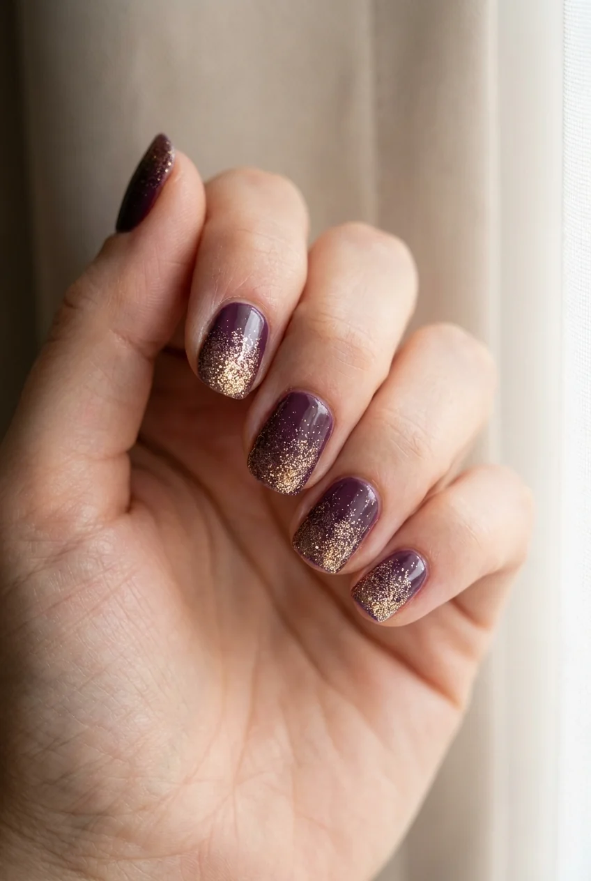 Glitter fade tips for short nails