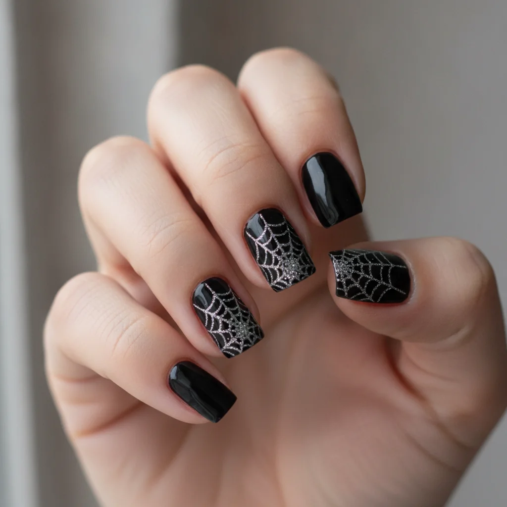 Glitter web for short nails
