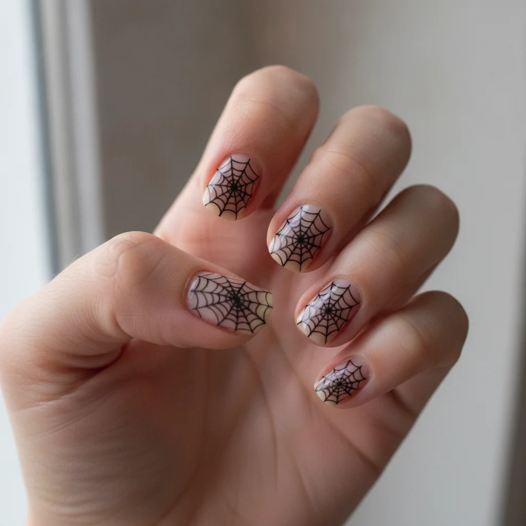 Half Web from the Cuticle for short nails