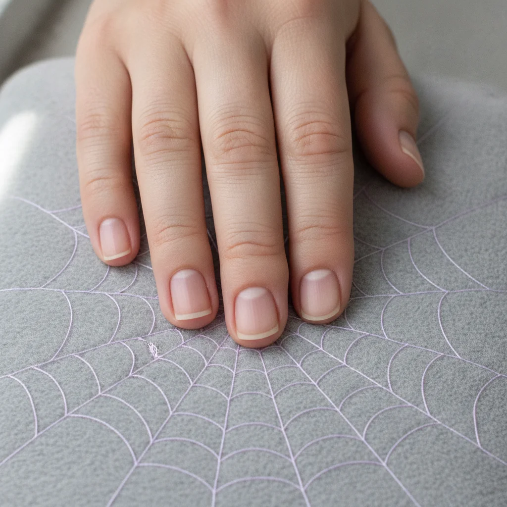 Lilac Web on Grey for short nails