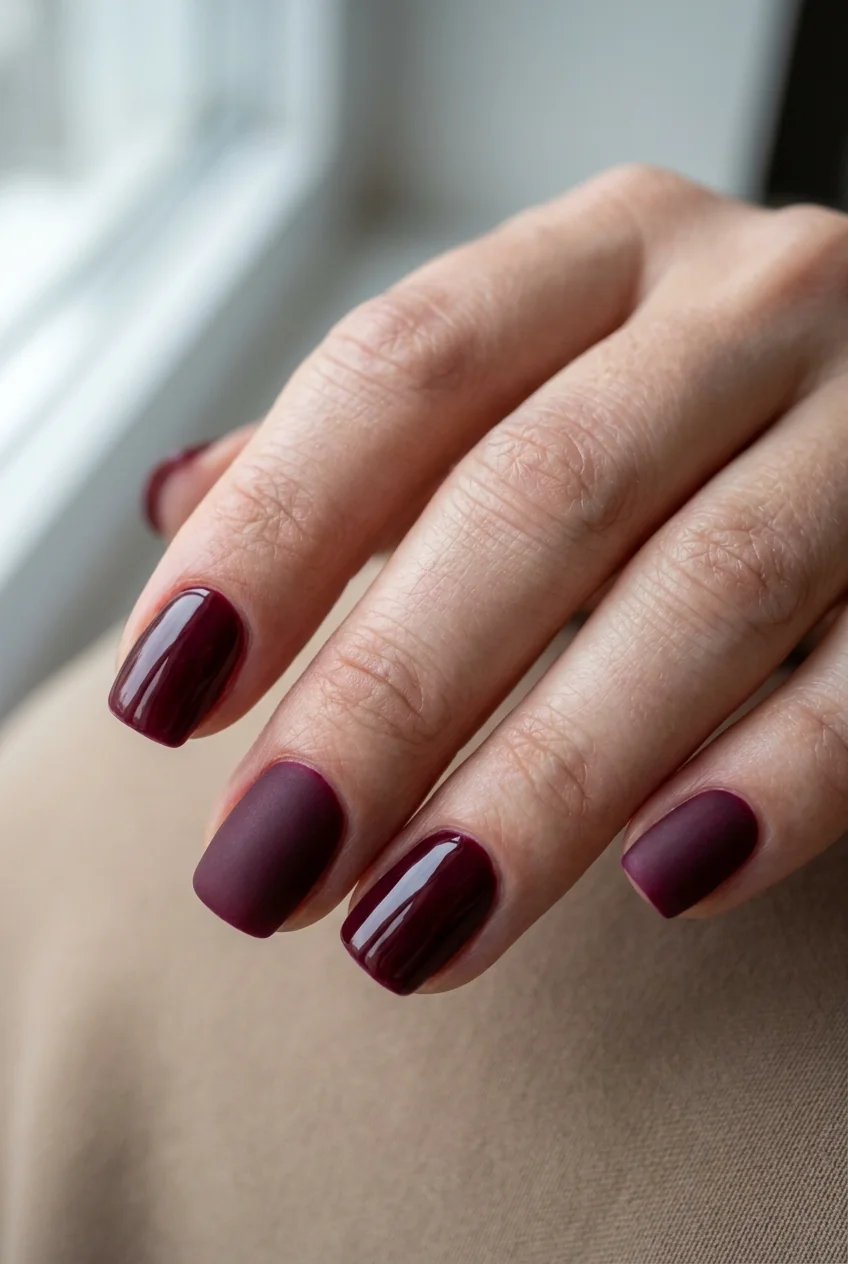 Matte and glossy check for short nails