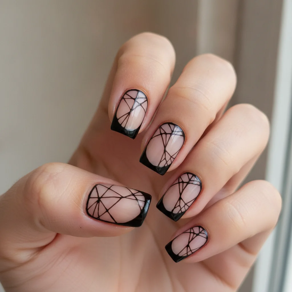 Negative space web for short nails
