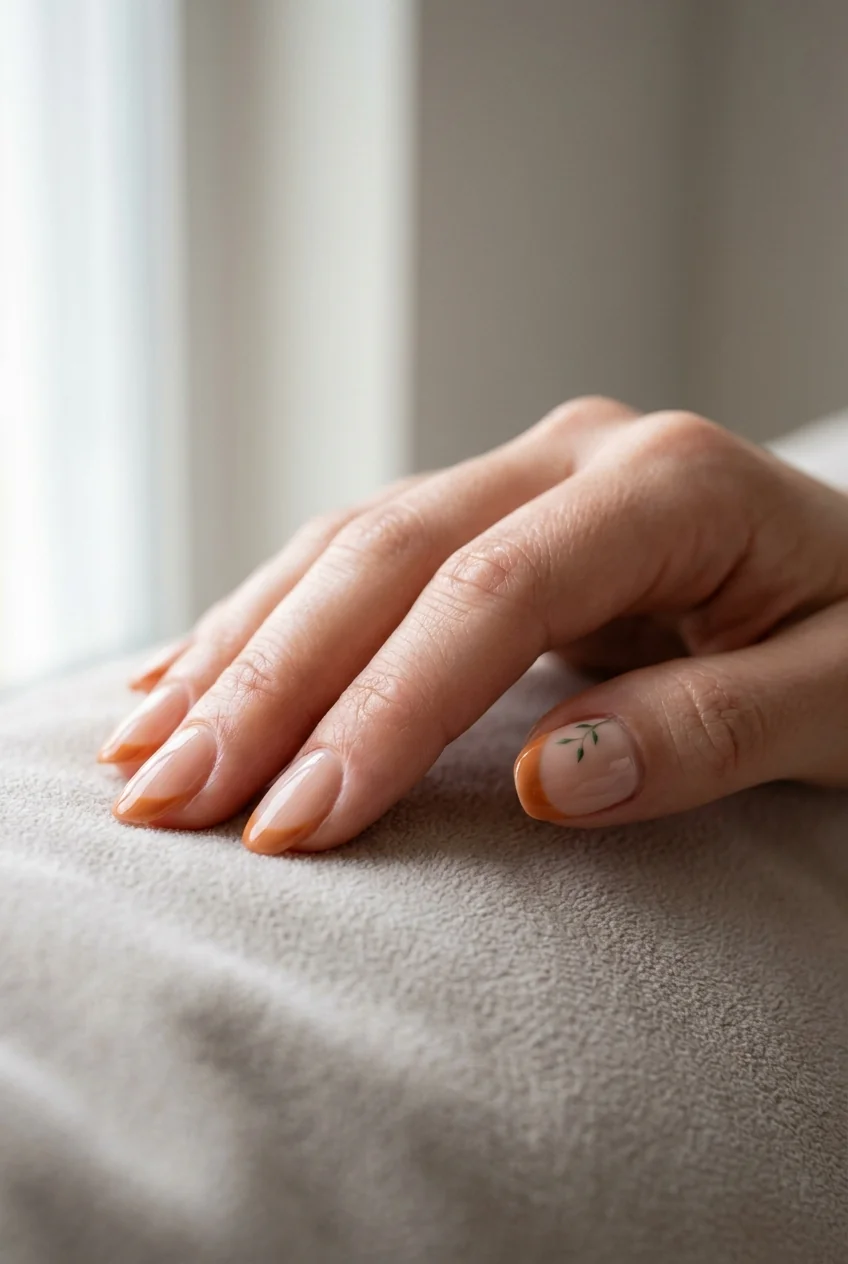 Pumpkin French tip for short nails