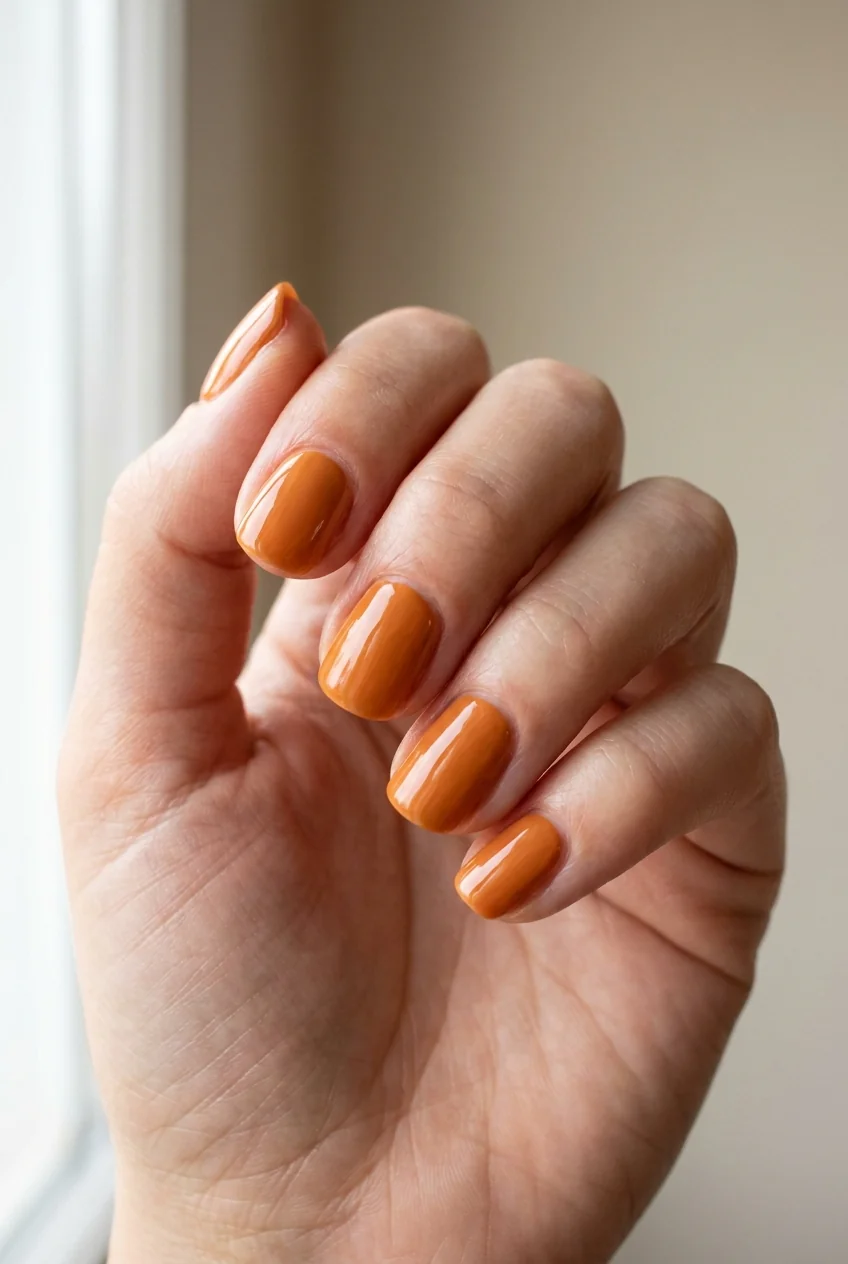 Pumpkin orange full set for short nails