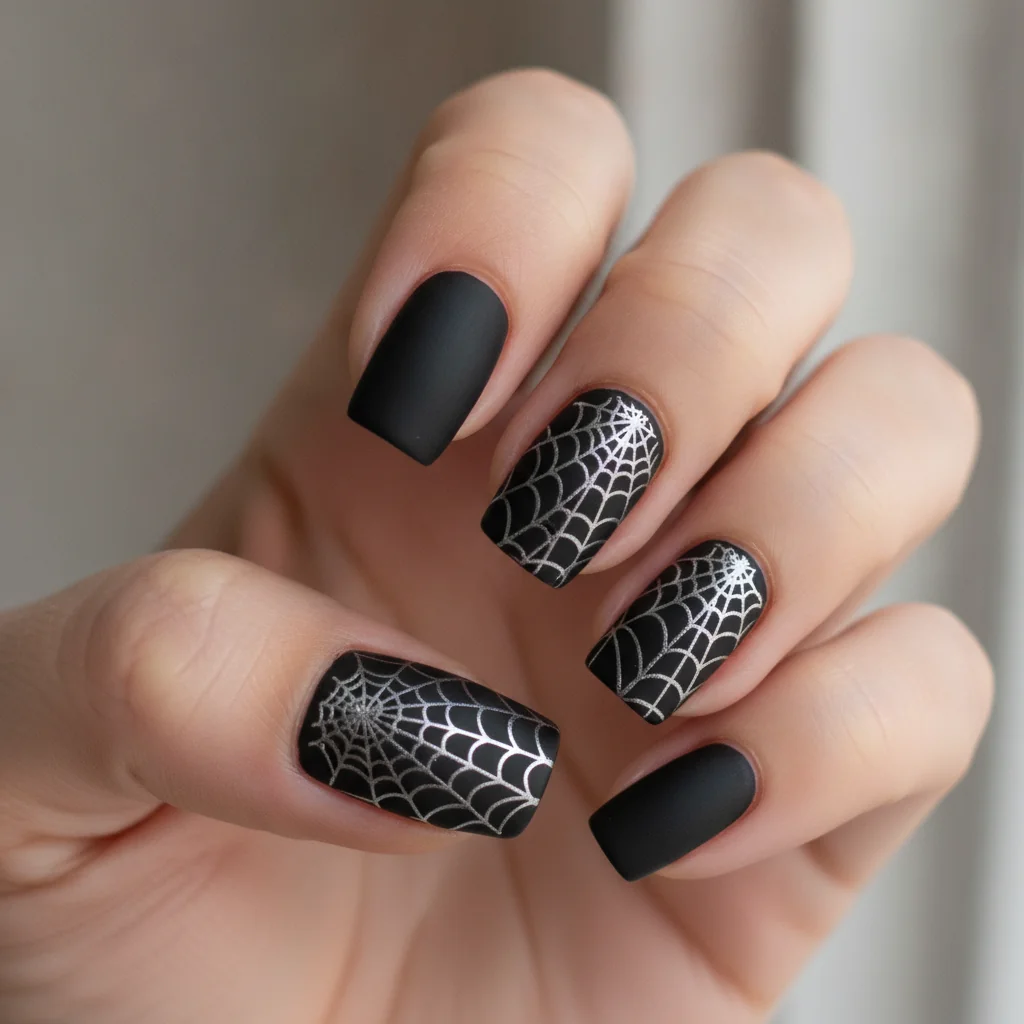 Silver chrome web for short nails