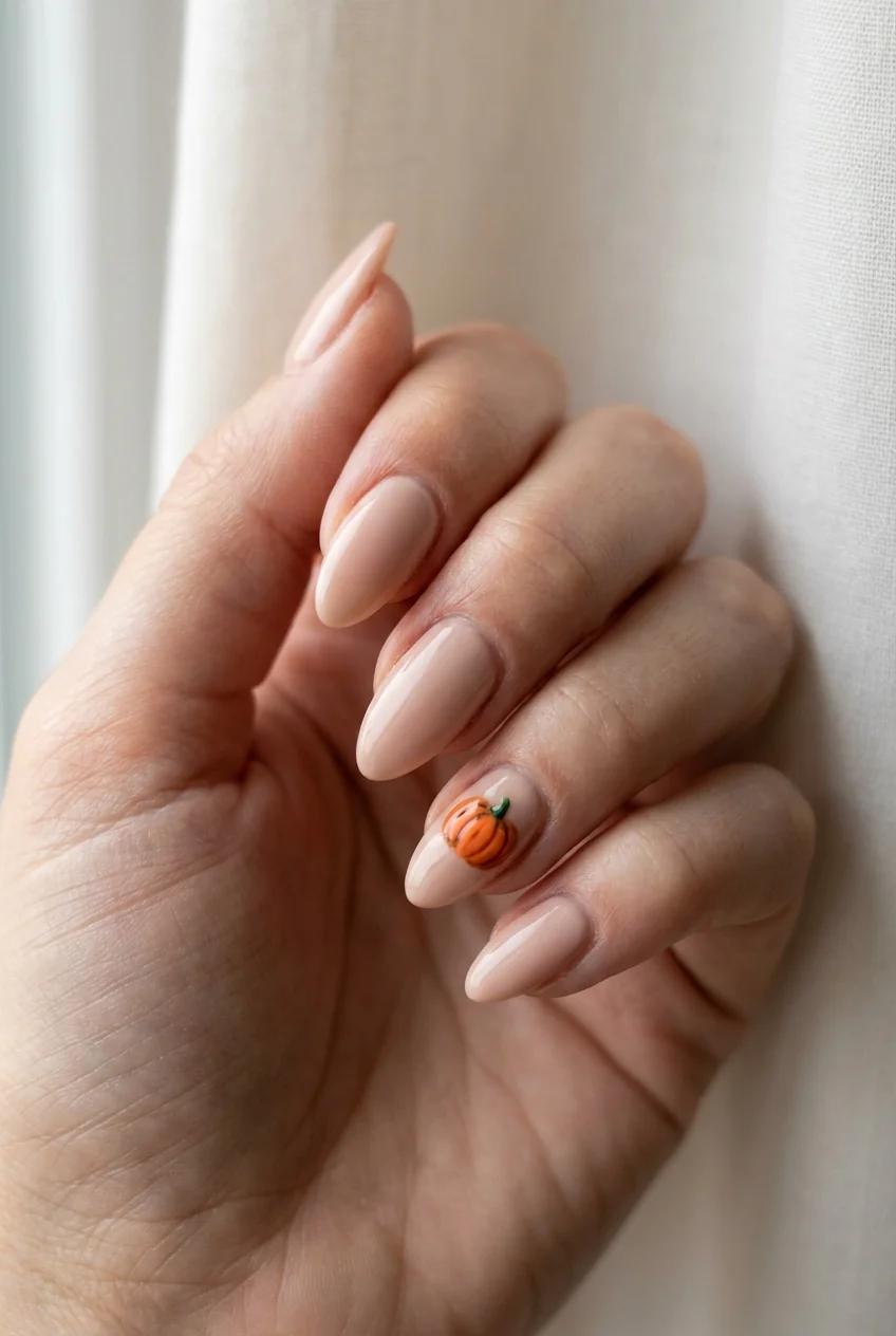 Single pumpkin dot for short nails