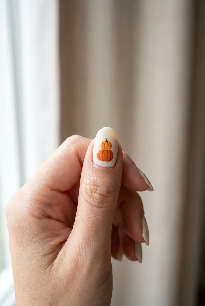 Stacked pumpkins for short nails