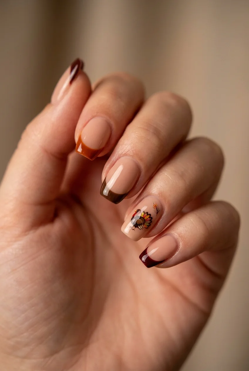 Turkey and French tips for short nails