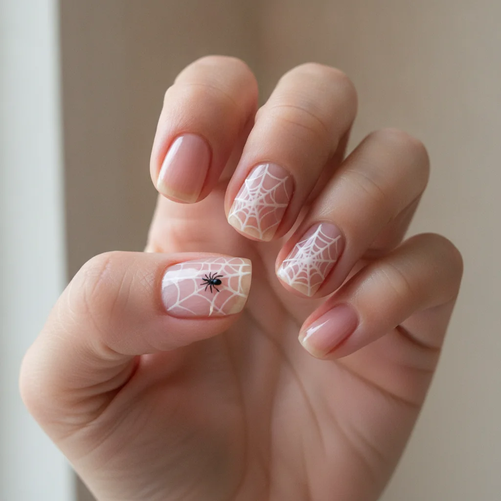 Web with a Tiny Spider for short nails
